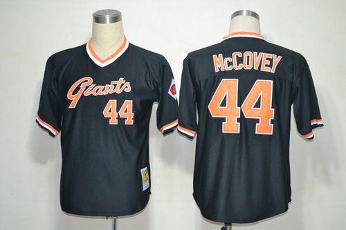 Mitchell And Ness Giants #44 Willie McCovey Black Throwback Stitched MLB Jersey - Click Image to Close